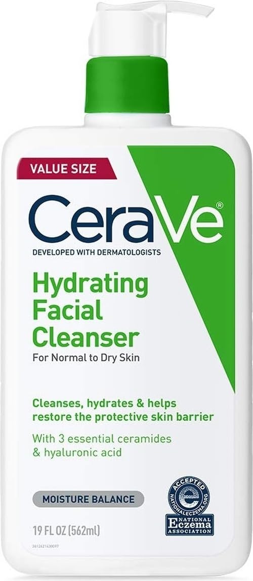 CeraVe Hydrating Cleanser with Hyaluronic Acid. Face Wash for Dry Skin.8oz | Skin Care For Men and Women. Daily Cleanser & Makeup Remover with Glycerin & Ceramides. National Eczema Association Certified