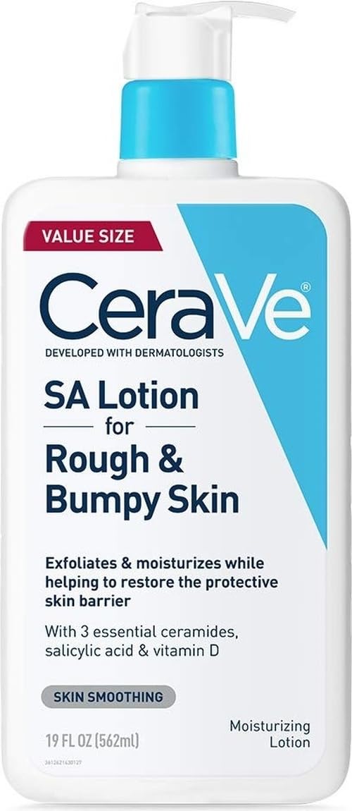 CeraVe Salicylic Acid Lotion. Body Lotion for Rough & Bumpy Skin. 8oz | Skin Care. Smooths Rough Skin with Vitamin D. Hyaluronic Acid and Lactic Acid In A Fragrance Free. Allergy Tested Formula