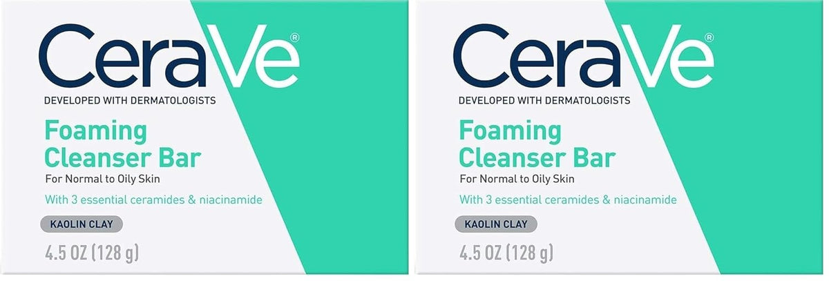 CeraVe Foaming Cleanser Bar. Face & Body Wash. Soap for Oily Skin. 4.5oz | Soap-Free Formula with Niacinamide and Ceramides Balances Oily Skin and Locks In Moisture without Any Tight. Dry Feeling