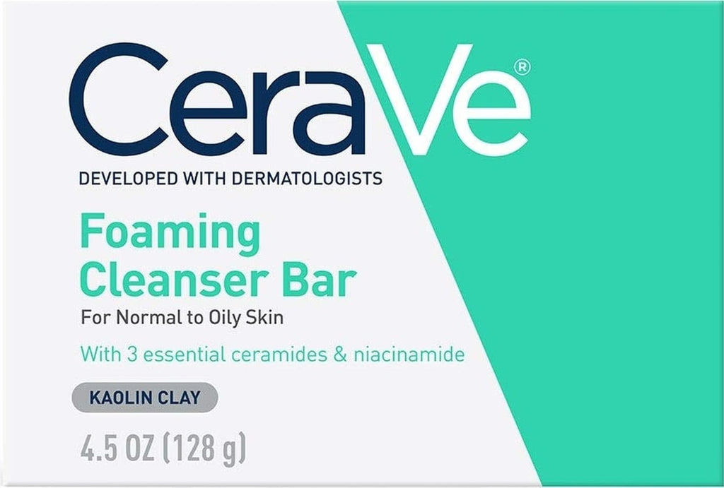 CeraVe Foaming Cleanser Bar. Face & Body Wash. Soap for Oily Skin. 4.5oz | Soap-Free Formula with Niacinamide and Ceramides Balances Oily Skin and Locks In Moisture without Any Tight. Dry Feeling