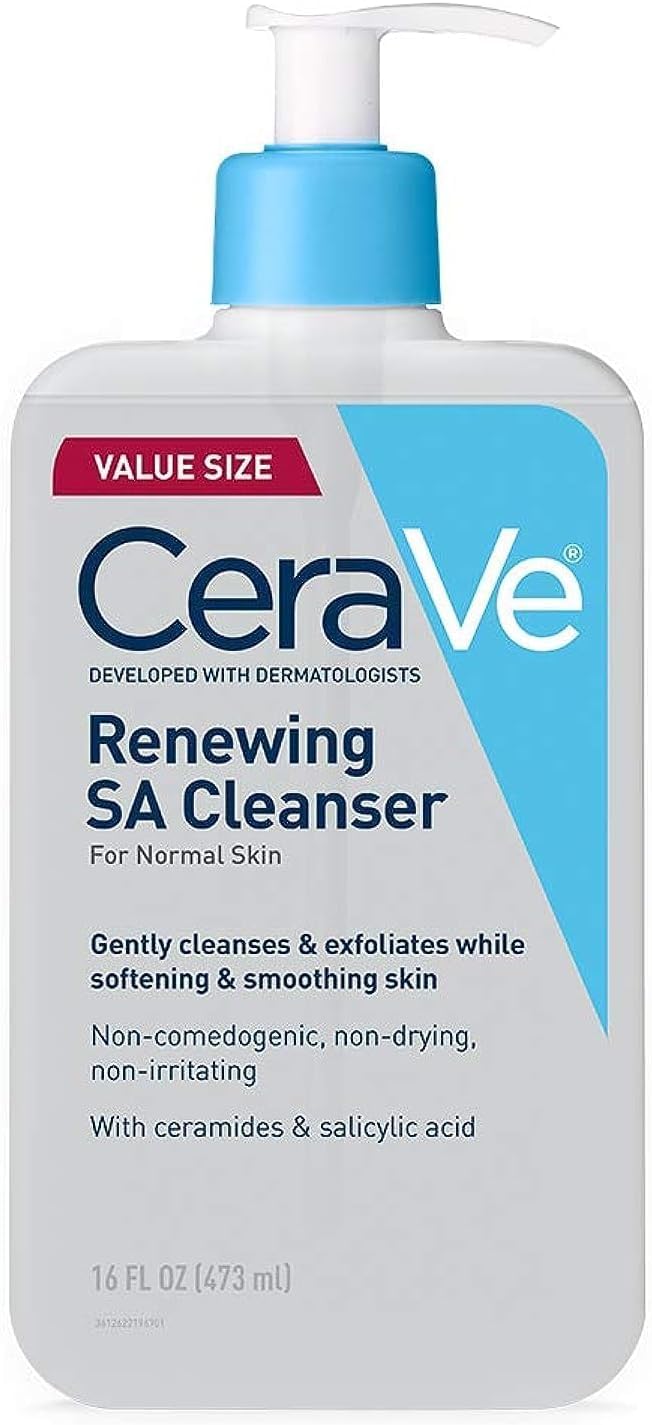 CeraVe Renewing Salicylic Acid Cleanser. BHA Exfoliating Face Wash. 8oz | Skin Care with Hyaluronic Acid & Niacinamide. Facial Cleanser. Face Cleanser. Ceramides. Fragrance Free. Non-Comedogenic