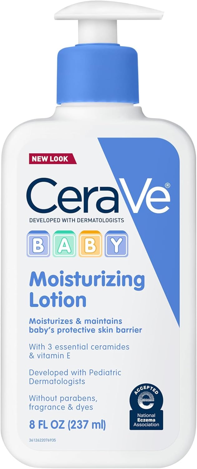 CeraVe Baby Lotion. Baby Skin Moisturizer with Vitamin E & Niacinamide.16oz | Gently Hydrates Delicate Skin with A Non-Greasy Feel. Free Of Fragrance. Dyes. Paraben & Phthalates