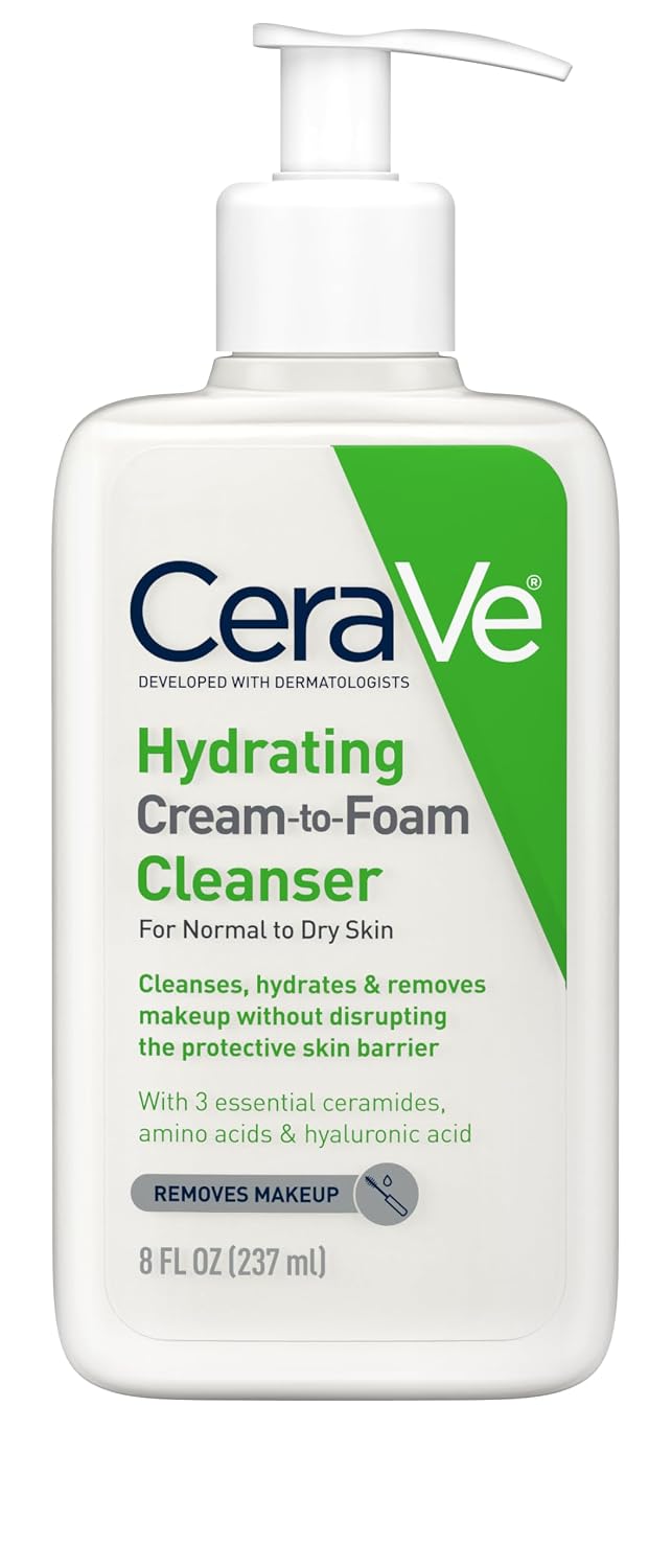 CeraVe Hydrating Cream To Foam Cleanser. Face Wash for Dry Skin.16oz Refill | Removes Makeup with Hyaluronic Acid In A Fragrance Free. Non-Comedogenic Formula For Normal To Dry Skin