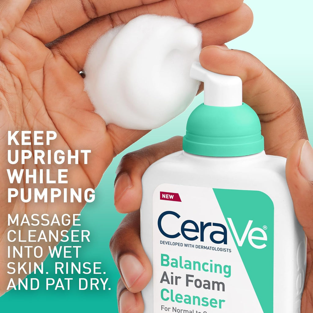 CeraVe Air Foam Face Wash. Hydrating Facial Cleanser. Combination Skin. 8oz | Foaming Facial Cleanser That Balances Combination Skin. Delivering 8-Hour Oil Control and 24-Hour Hydration