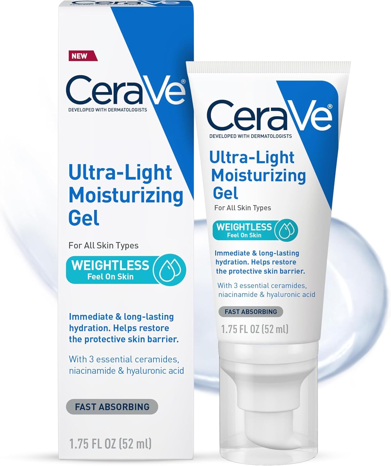 CeraVe Ultra-Light Moisturizing Gel. Niacinamide Face Moisturizer. 1.75oz | Oil-Free Hyaluronic Acid & Ceramide Gel Skin Care Formula Hydrates To Act As A Lightweight Moisturizer For Oily Skin