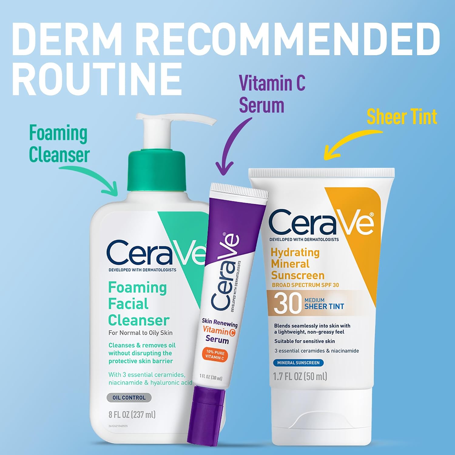 CeraVe Hydrating Mineral Sunscreen SPF 30 with Sheer Tint.Tinted Mineral Sunscreen with Zinc Oxide & Titanium Dioxide.Blends Seamlessly For Healthy Glow.Deep.1.7 Oz.(Pack of 2)