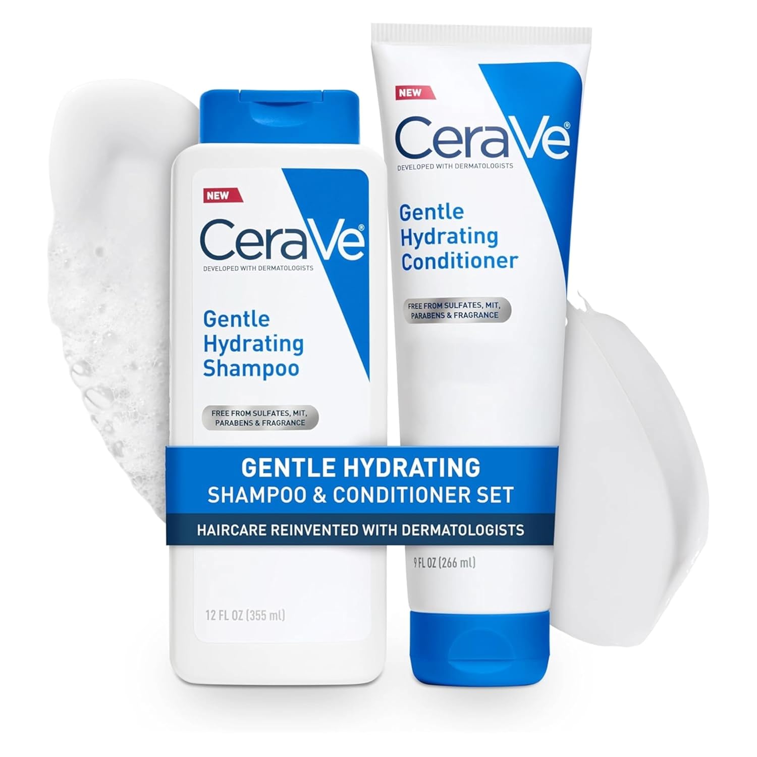 CeraVe Gentle Hydrating Shampoo and Conditioner Bundle with Hyaluronic Acid | Leaves Hair and Scalp Soft and Healthy-Looking with Ceramides. Niacinamide and A Color Safe Formula. For All Hair Types