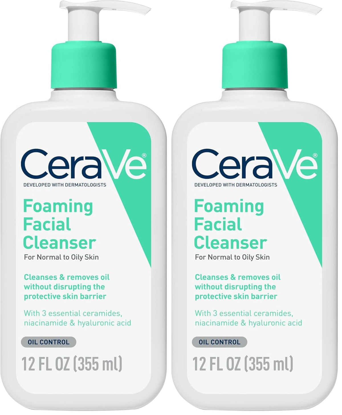 CeraVe Foaming Facial Cleanser. Face Wash for Oily Skin. 12fl oz | Cleanses Oily Skin without Stripping. with Hyaluronic Acid and Niacinamide In a Fragrance-Free Formula For Daily Cleansing