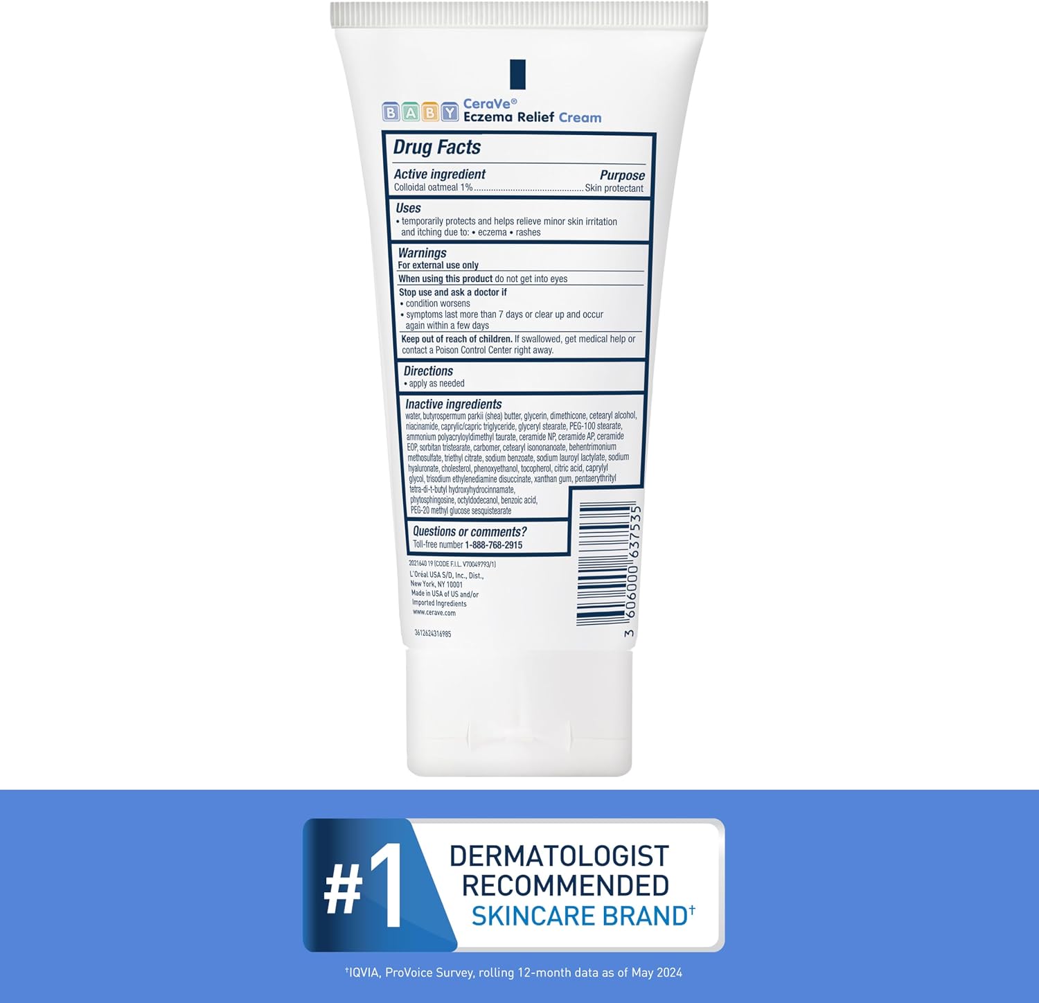 CeraVe Baby Relief Cream with 1% Colloidal Oatmeal & Vitamin E. 5oz | Baby Eczema Cream with Ceramides Helps Soothe and Calm Itchy Skin. Fragrance-Free. Developed with Pediatric Dermatologist