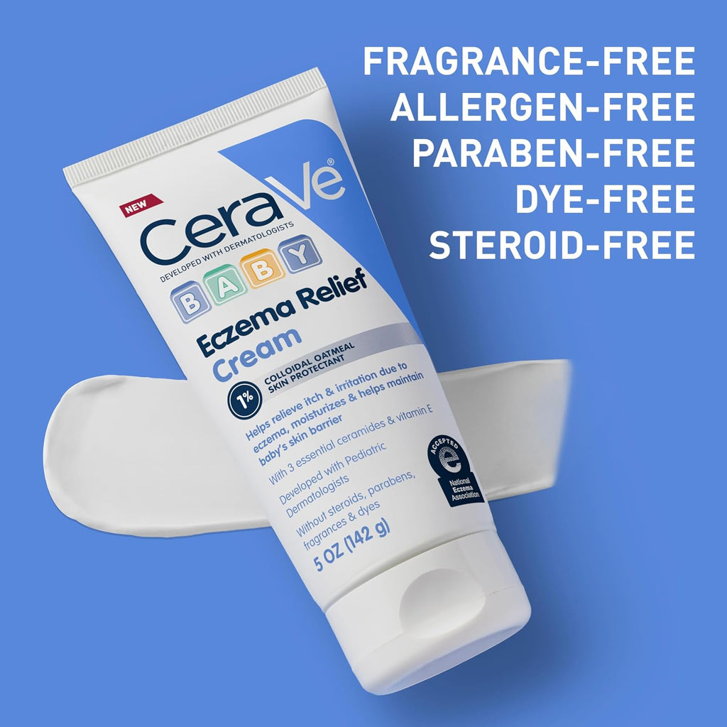CeraVe Baby Relief Cream with 1% Colloidal Oatmeal & Vitamin E. 5oz | Baby Eczema Cream with Ceramides Helps Soothe and Calm Itchy Skin. Fragrance-Free. Developed with Pediatric Dermatologist