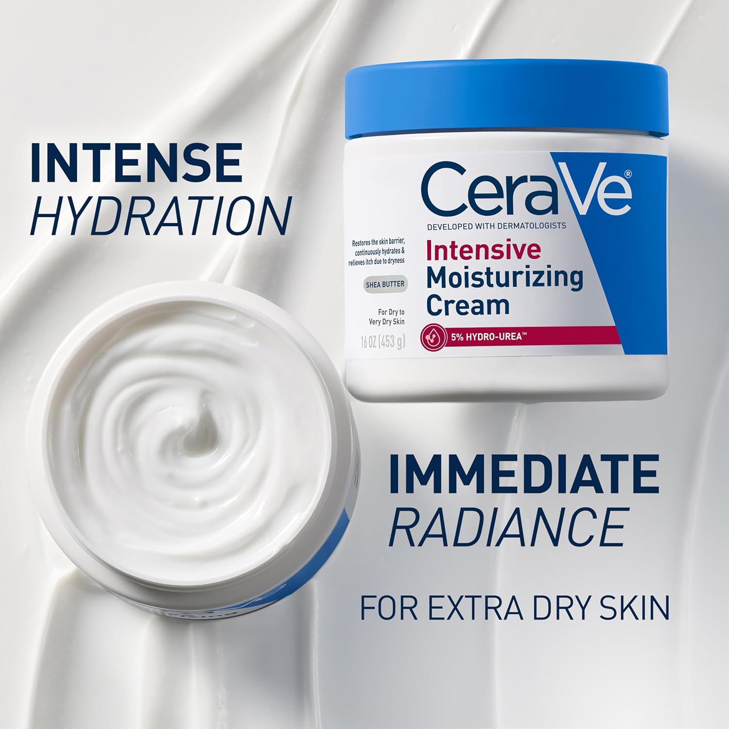 CeraVe Intensive Moisturizing Cream.Body Moisturizer With Shea Butter.72H Hydration + Skin Barrier Repair.Fragrance-Free Body Lotion For Extremely Dry Skin.19oz.(Pack of 2)