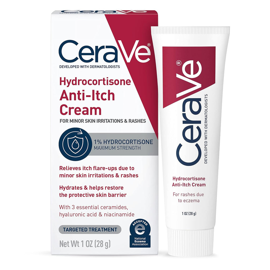 CeraVe 1% Hydrocortisone Anti Itch Cream. Dry Skin Care. 1oz | Dermatologist-Tested Formula with Hyaluronic Acid and Niacinamide Acts As A Soothing  Cream For Dry Skin Relief