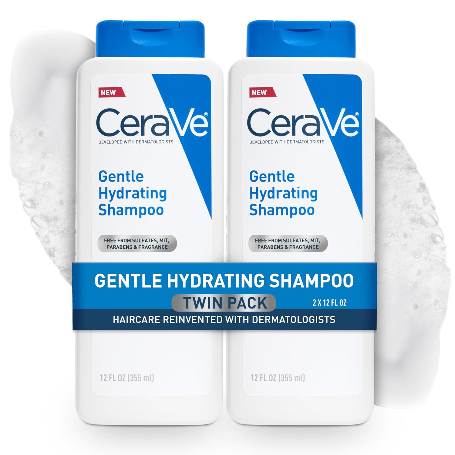 CeraVe Gentle Hydrating Shampoo with Hyaluronic Acid for Hair & Scalp. 12 Fl Oz (Pack of 12)