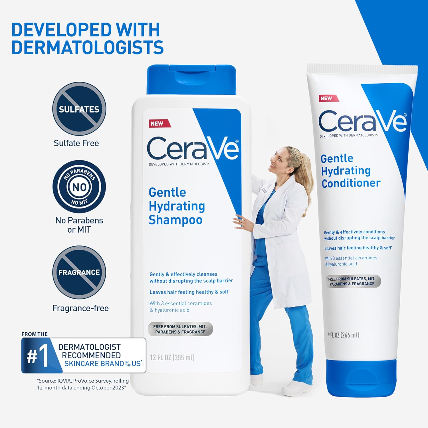 CeraVe Gentle Hydrating Shampoo with Hyaluronic Acid for Hair & Scalp. 12oz | Leaves Hair and Scalp Soft and Healthy-Looking with Ceramides. Niacinamide and A Color Safe Formula