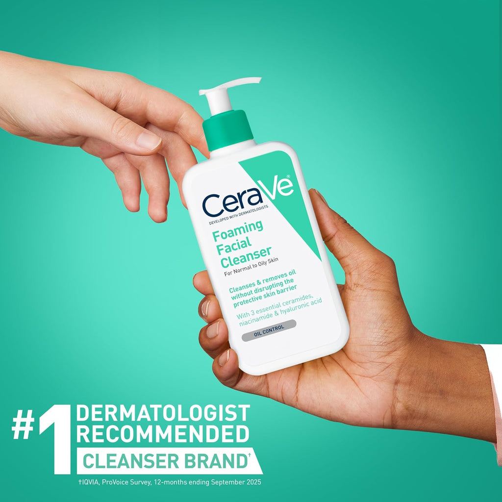 CeraVe Foaming Facial Cleanser. Face Wash for Oily Skin. 19oz | Skin Care with Hyaluronic Acid & Niacinamide. Makeup Remover. Daily Face Wash For Men & Women. Fragrance Free. Oil Control