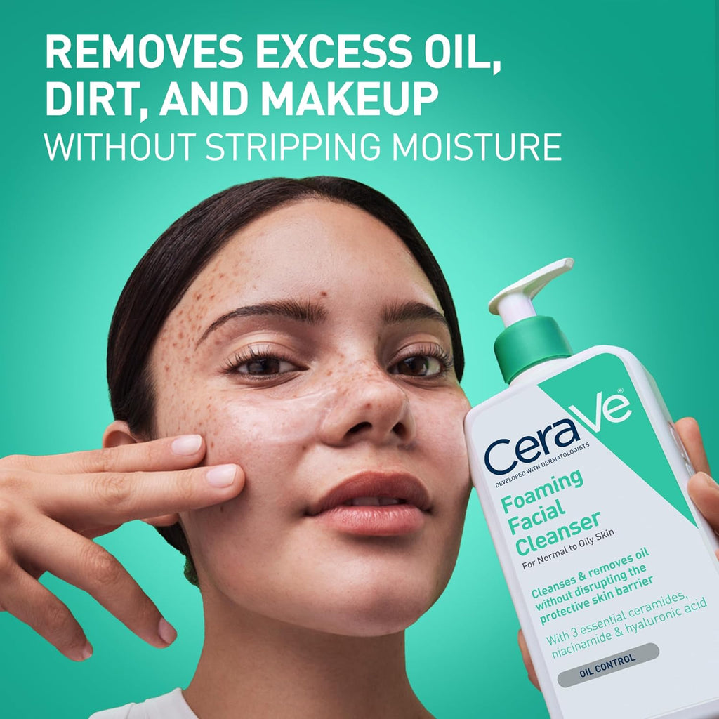 CeraVe Foaming Facial Cleanser. Face Wash for Oily Skin. 16fl oz | Skin Care with Hyaluronic Acid & Niacinamide. Makeup Remover. Daily Face Wash For Men & Women. Fragrance Free. Oil Control